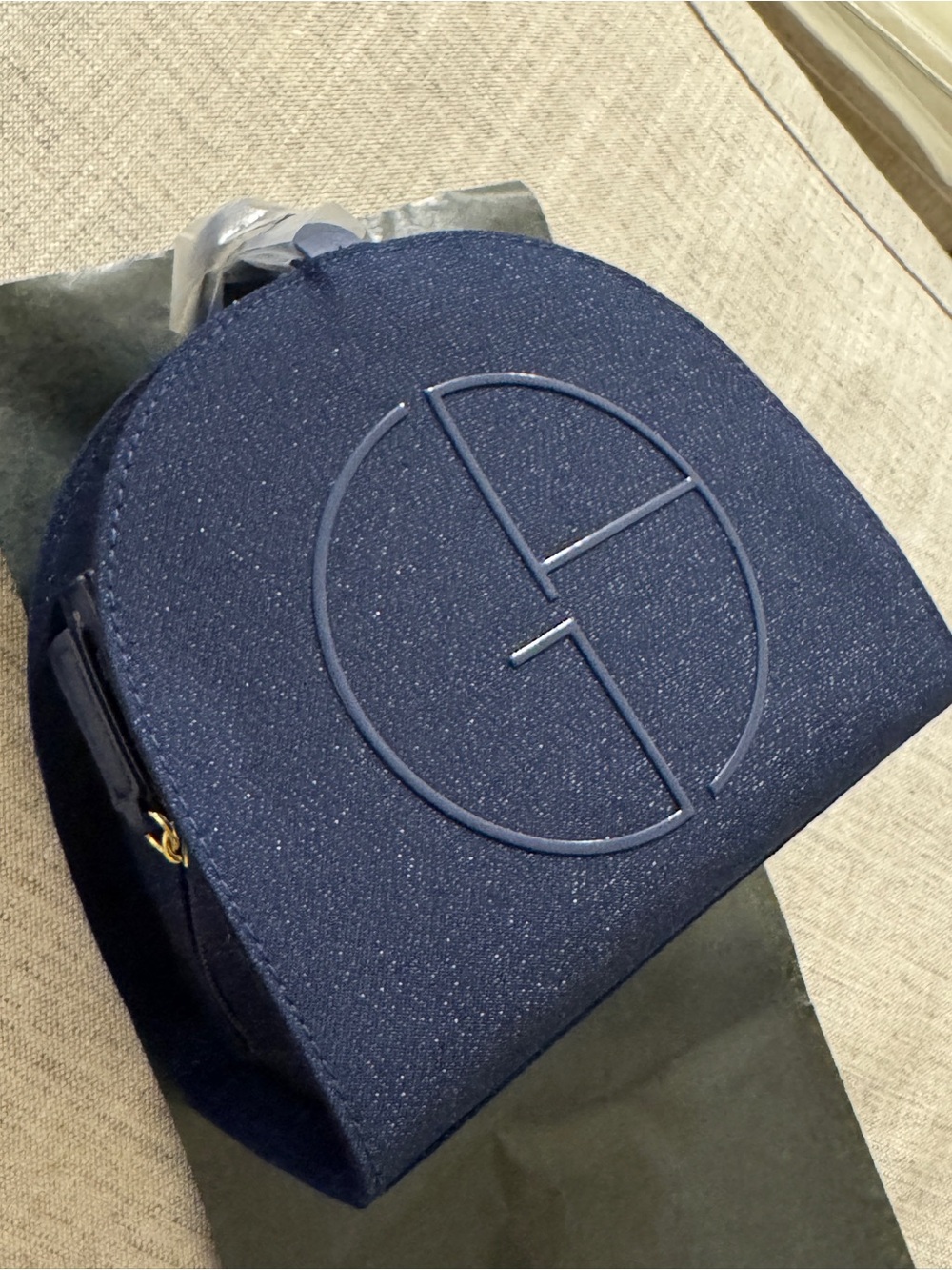 Giorgio Armani Beauty navy blue vanity toiletry cosmetic bag case new in box